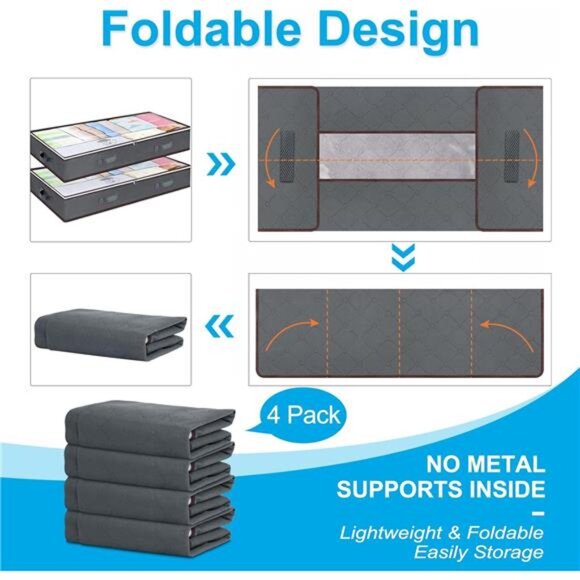 90L Under Bed Storage Containers, Closet Organizers and Storage Bins, Foldable - Picture 6 of 7